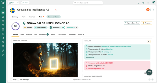 Dashboard in SuperOffice