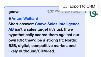 Export note to CRM