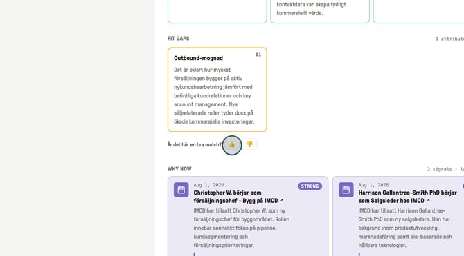 Feedback on opportunity