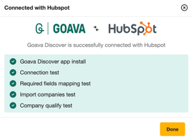 Hubspot connection successful