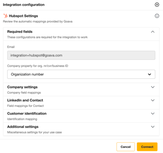 Hubspot field mappings