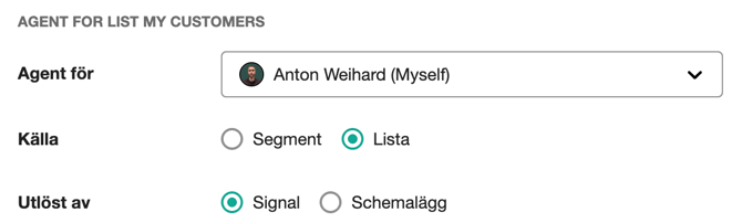 Signal agent for lists