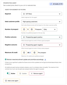 Prospecting Agent settings