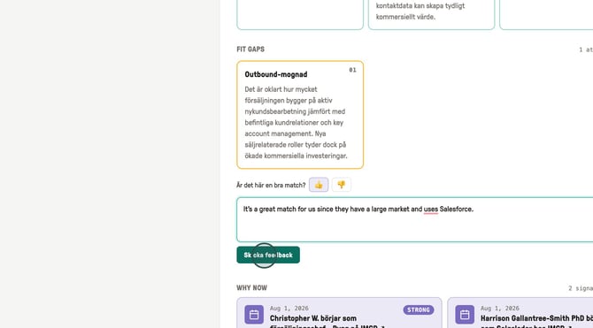 Submit feedback on opportunity